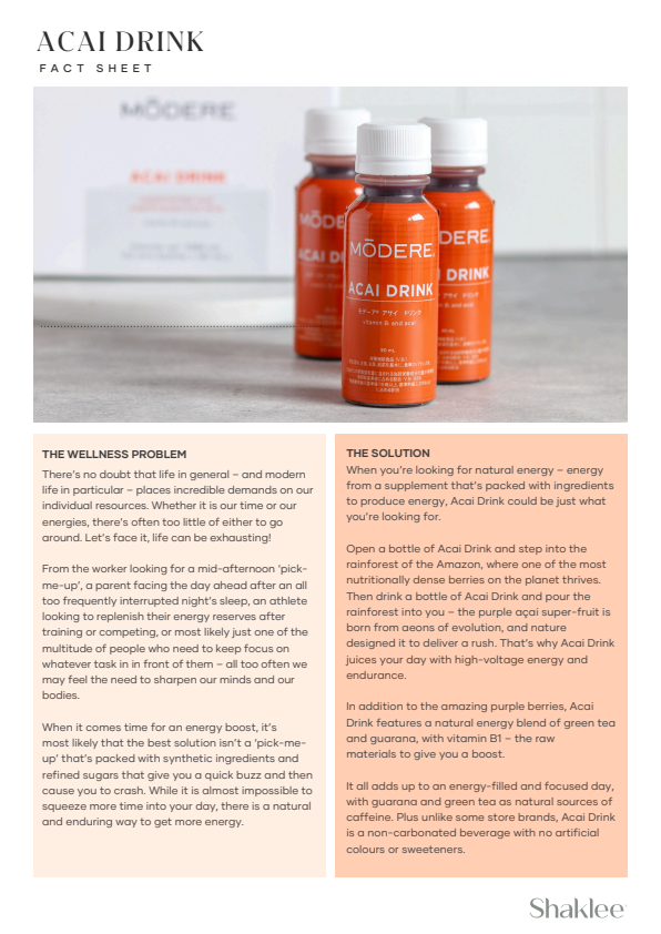 Acai Drink Fact Sheet - Shaklee NZ